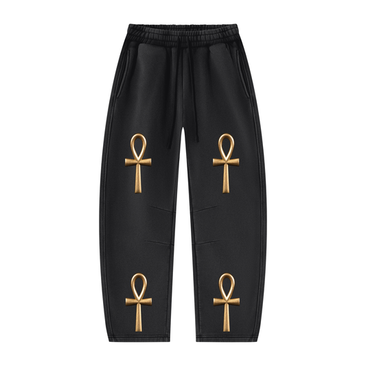 Unisex Vintage Wash Barrel Leg Fleece Sweatpants
