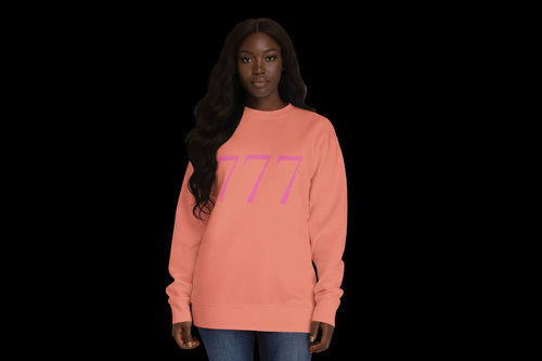 777 Crewneck Sweatshirt — Dusty Rose by Printify