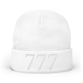 '777' Knit Beanie — White
