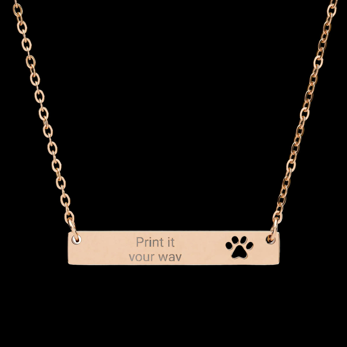 Cutout Paw Bar Necklace (Engraving) - AetherLux.Shop