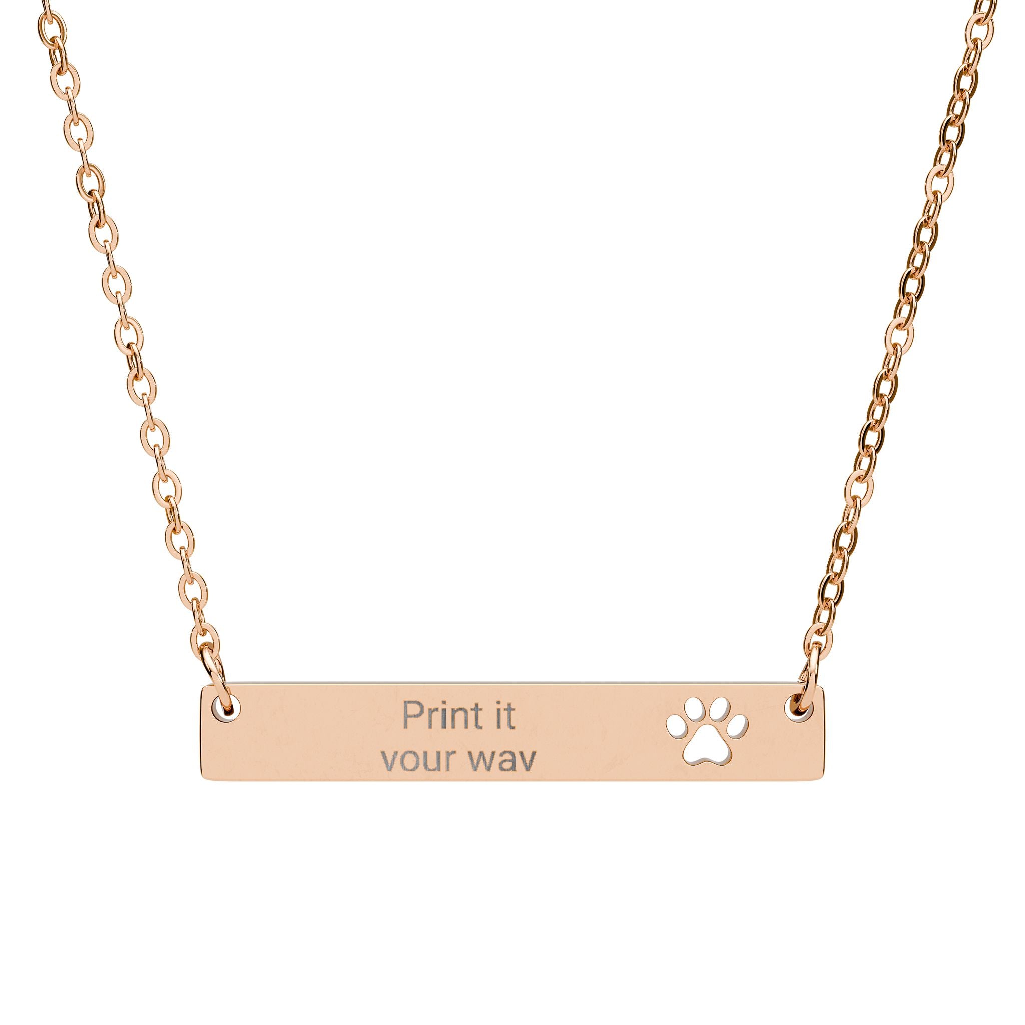 Cutout Paw Bar Necklace (Engraving)