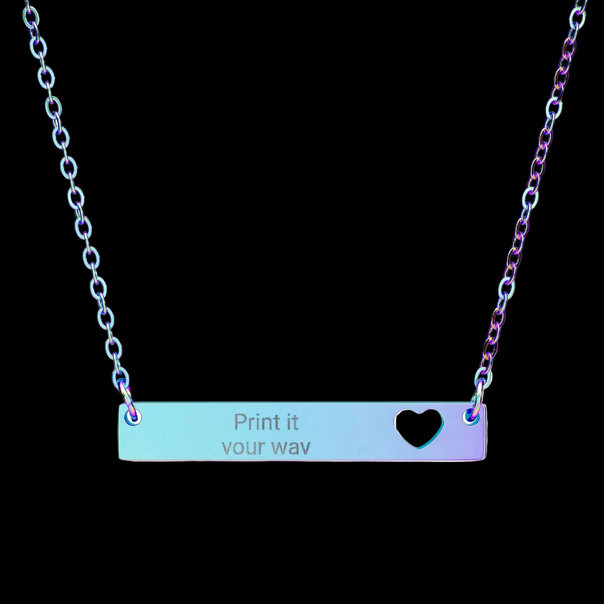 Cutout Heart Bar Necklace (Engraving) - AetherLux.Shop