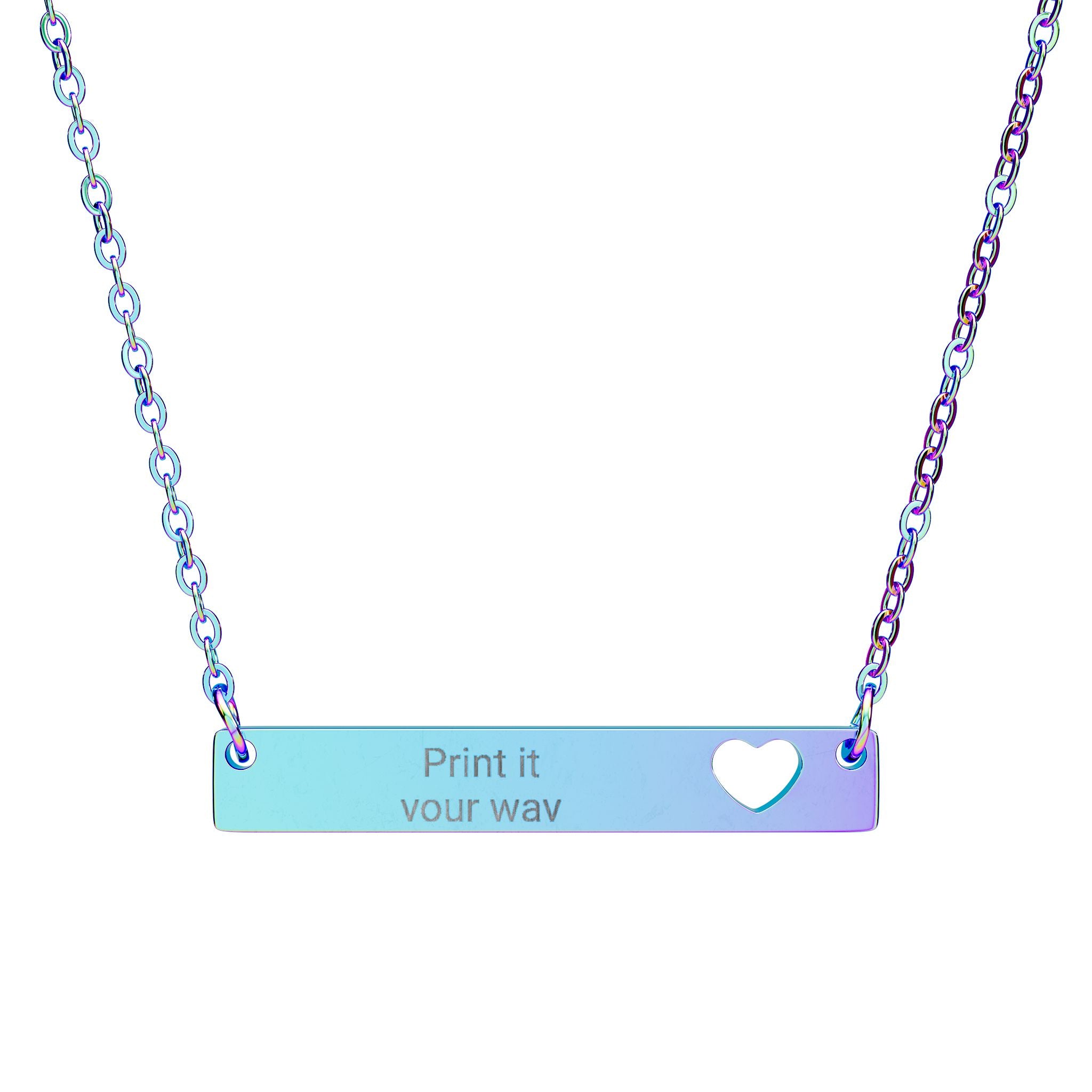 Cutout Heart Bar Necklace (Engraving)