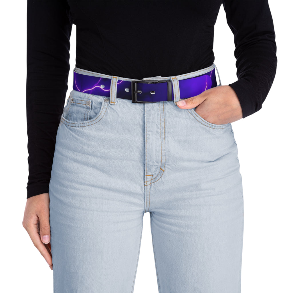 Purple Lightning Belt — Electric Neon Lightning Print Accessory by Printify