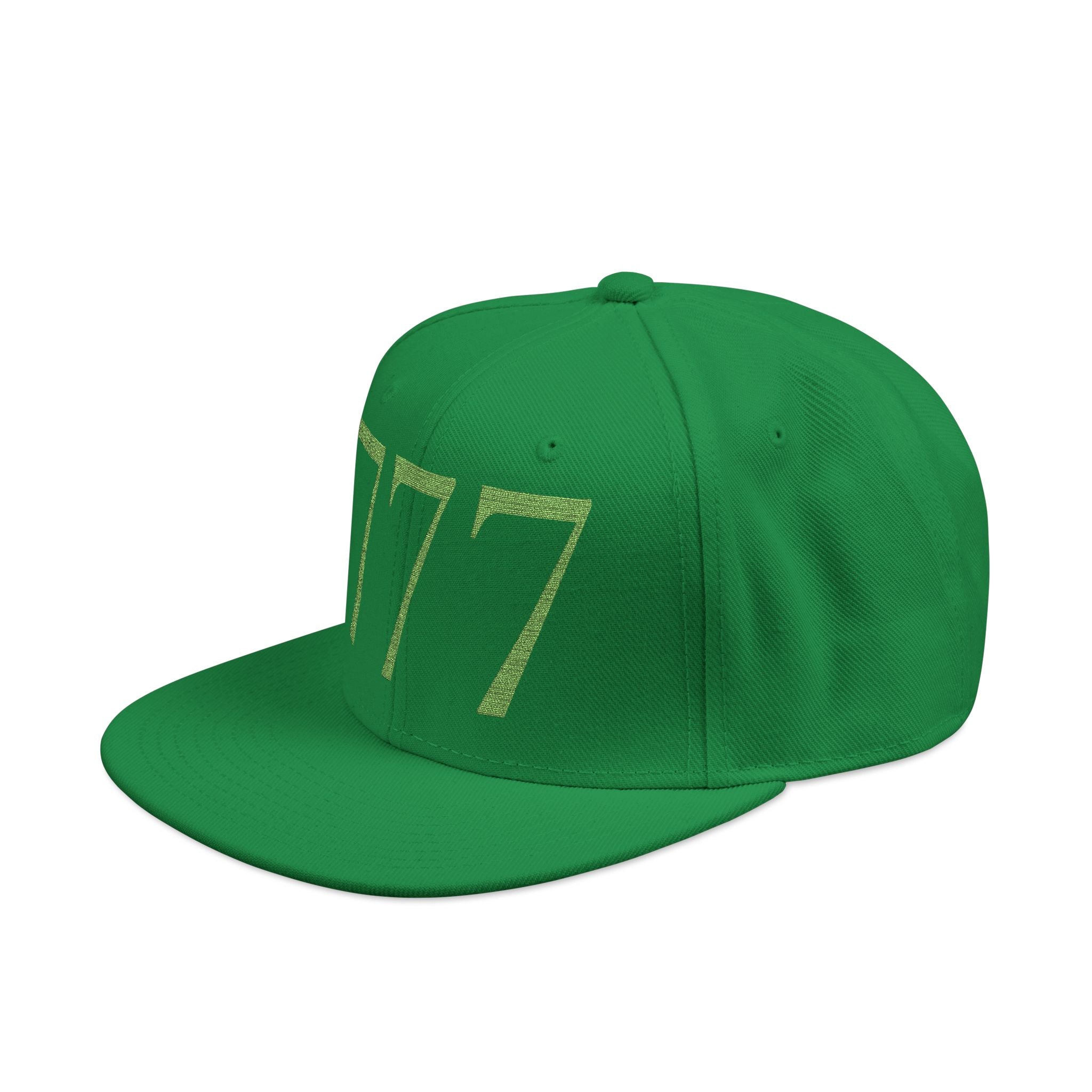Kelly Green Distressed '777 Embroidered Snapback Hat