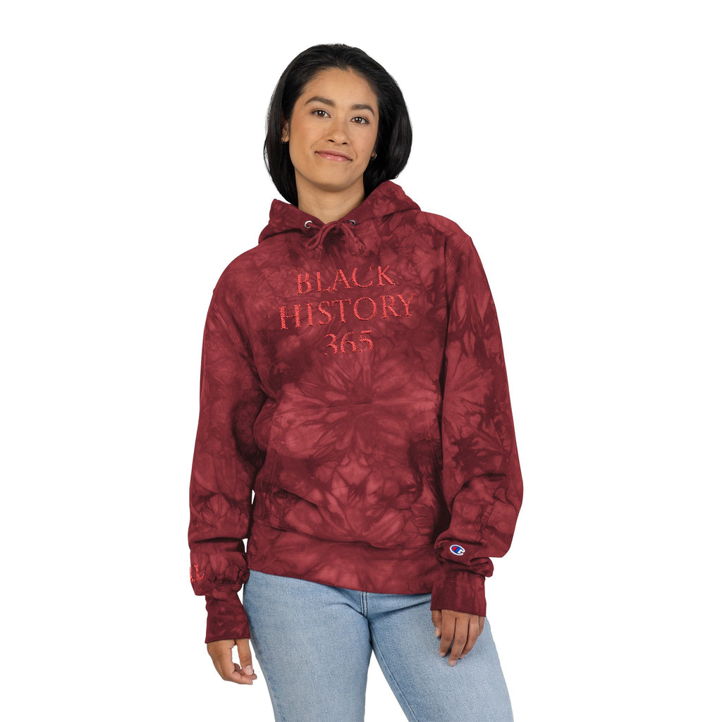 Black History 365 - Embroidered Red Tie-Dye Hoodie