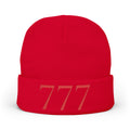 '777' Knit Beanie — Red
