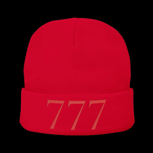 777 Knit Beanie — Red - AetherLux.Shop