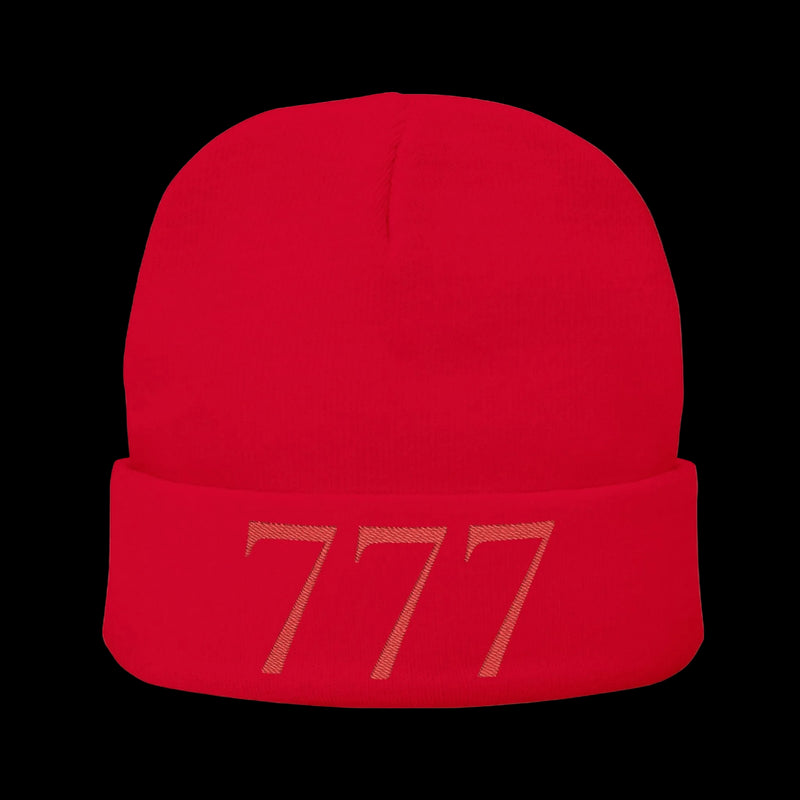 Red beanie with 'Pure Ambitionz' logo on a white background