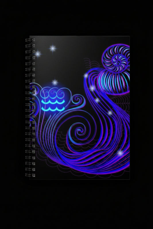 Bleu Aura: Aquarius Spiral Notebook - Ruled Line - AetherLux.Shop