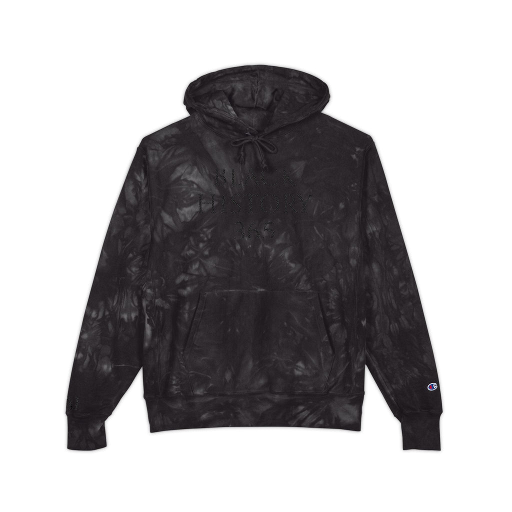 Black History 365 - Embroidered Black Tie-Dye Hoodie