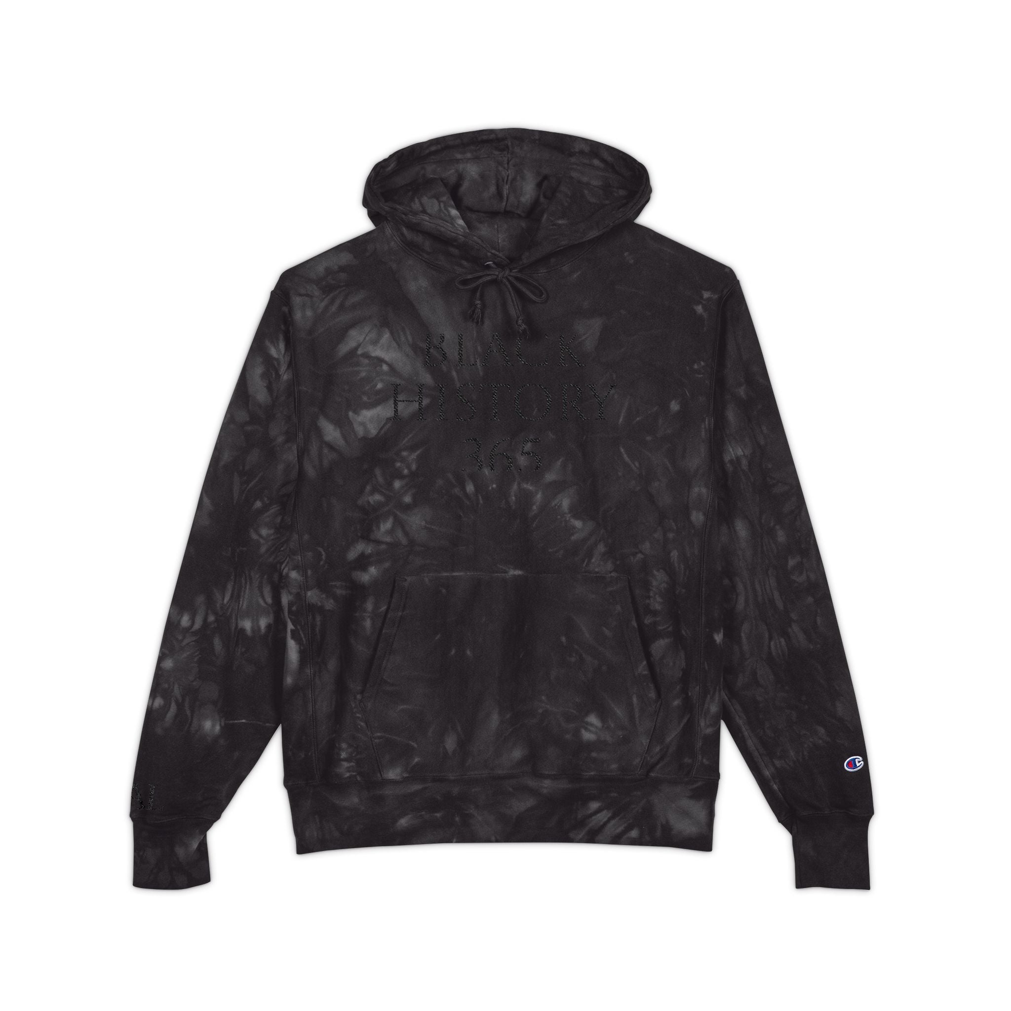 Black History 365 - Embroidered Black Tie-Dye Hoodie
