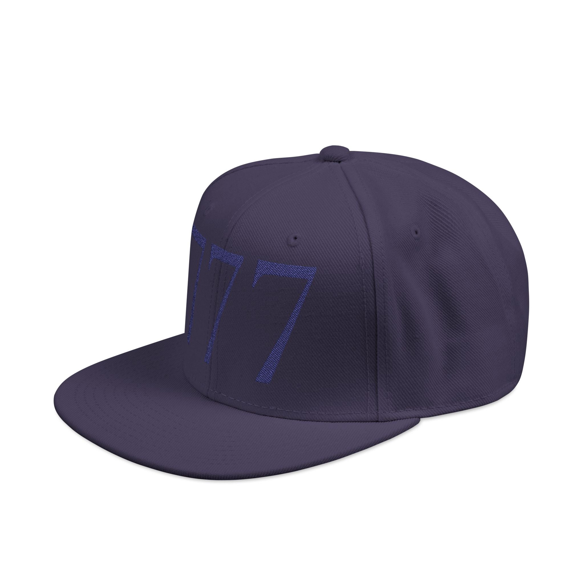 Navy Distressed '777 Embroidered Snapback Hat