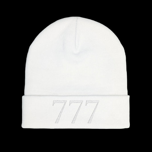 777 Knit Beanie — White - AetherLux.Shop