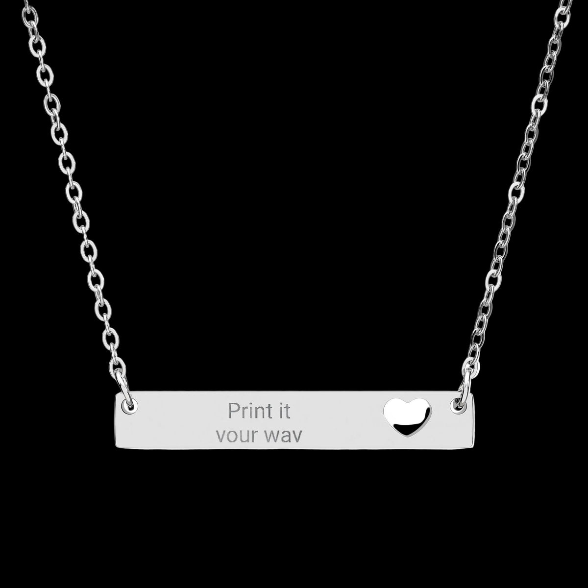 Cutout Heart Bar Necklace (Engraving) - AetherLux.Shop