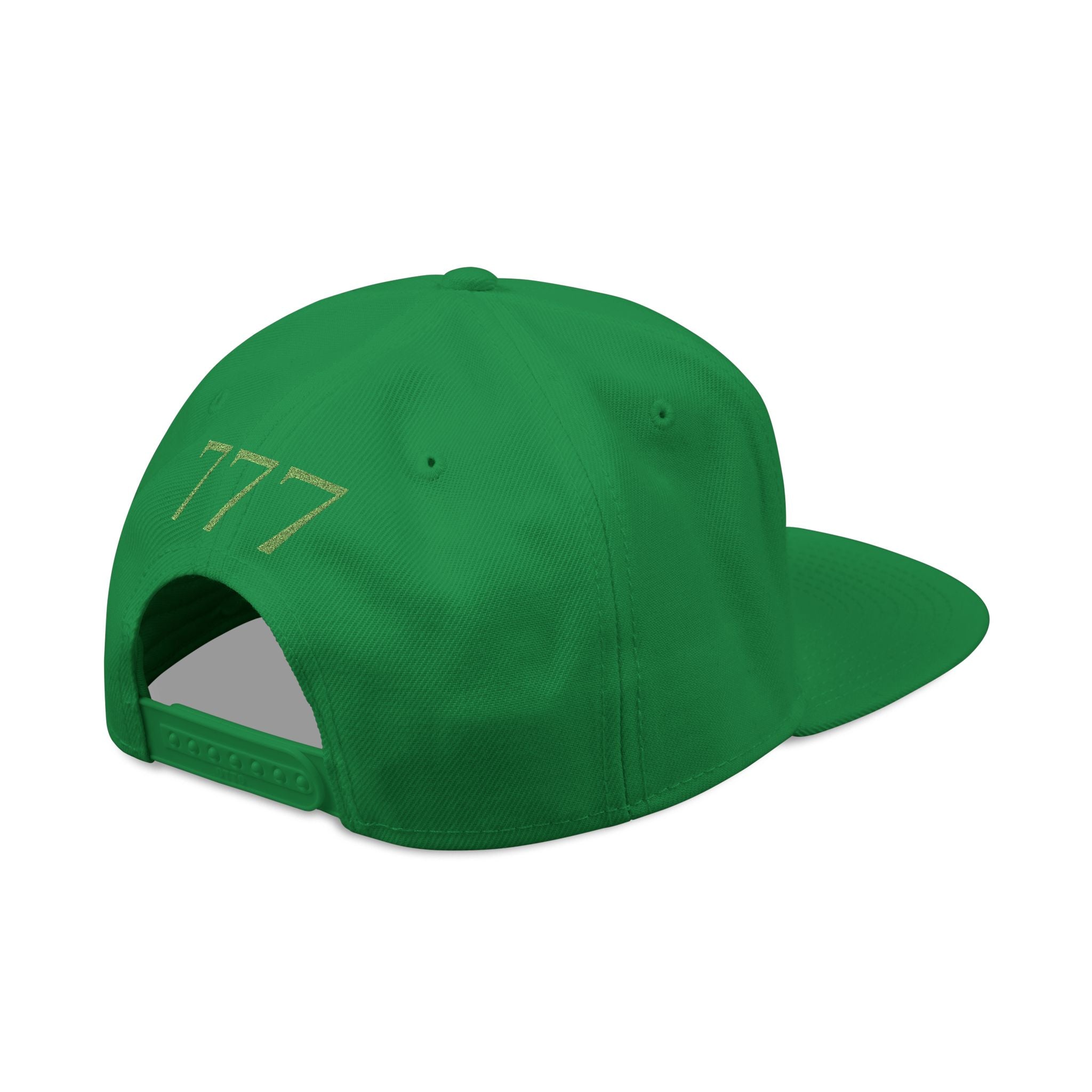 Kelly Green Distressed '777 Embroidered Snapback Hat