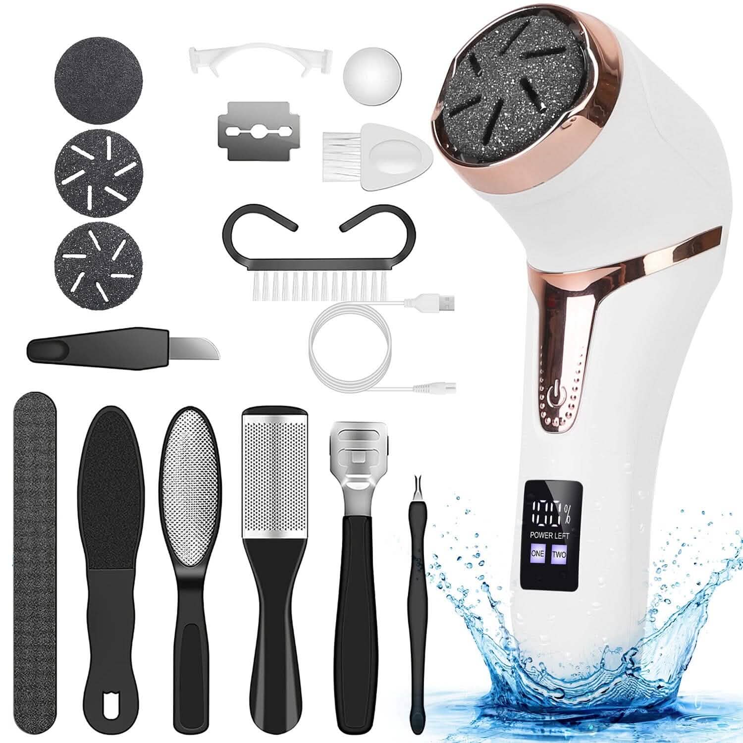 17-Pieces Set: Electric Foot Callus Remover with Vacuum Foot Grinder Rechargeable by DailySale