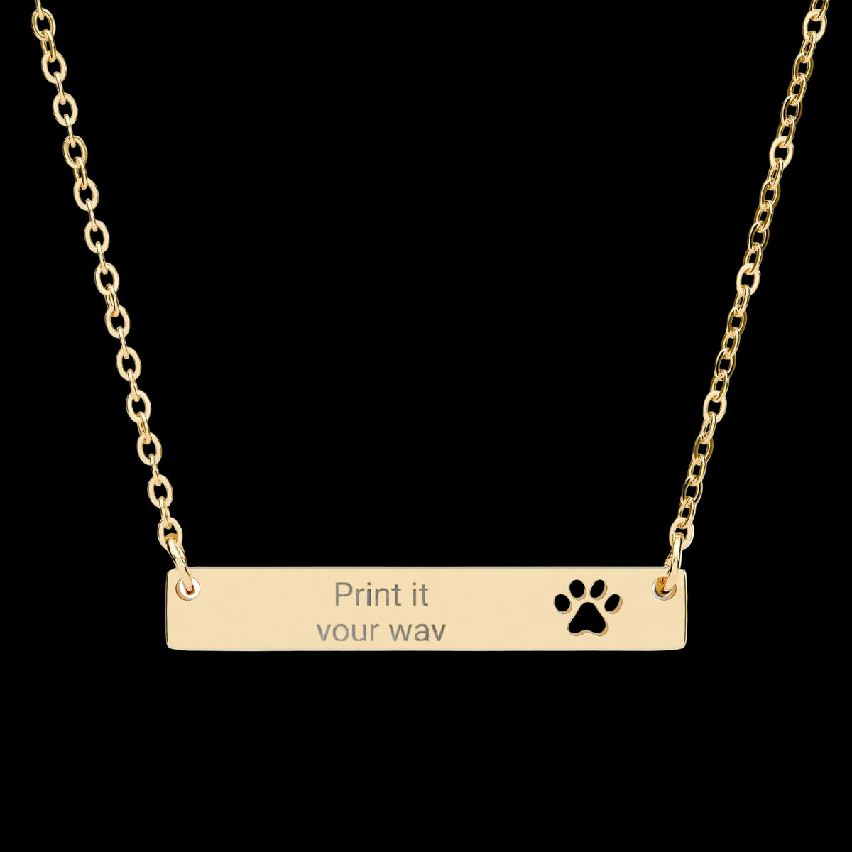 Cutout Paw Bar Necklace (Engraving) - AetherLux.Shop