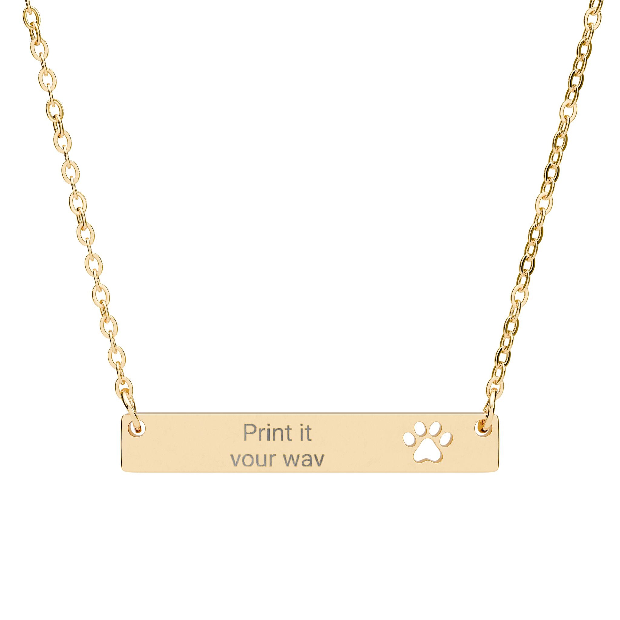 Cutout Paw Bar Necklace (Engraving)
