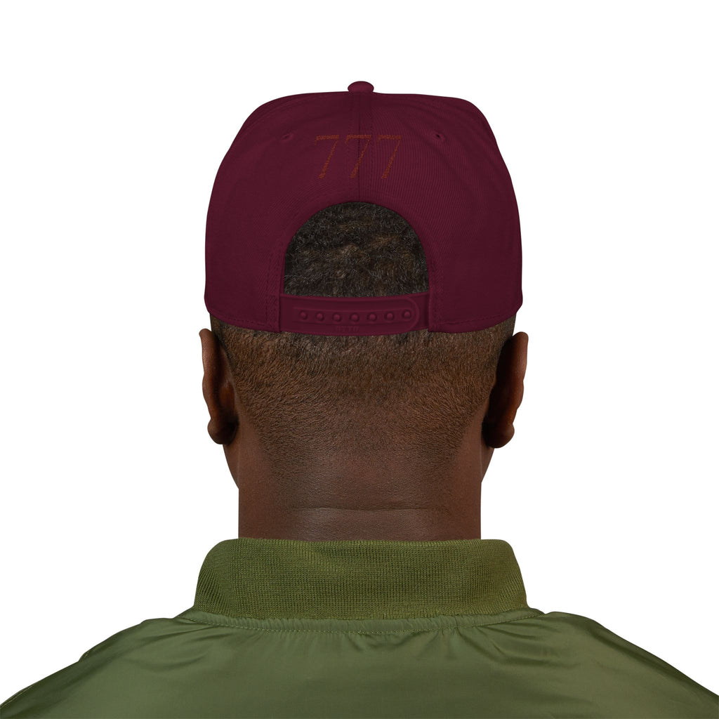 Maroon Distressed '777 Embroidered Snapback Hat