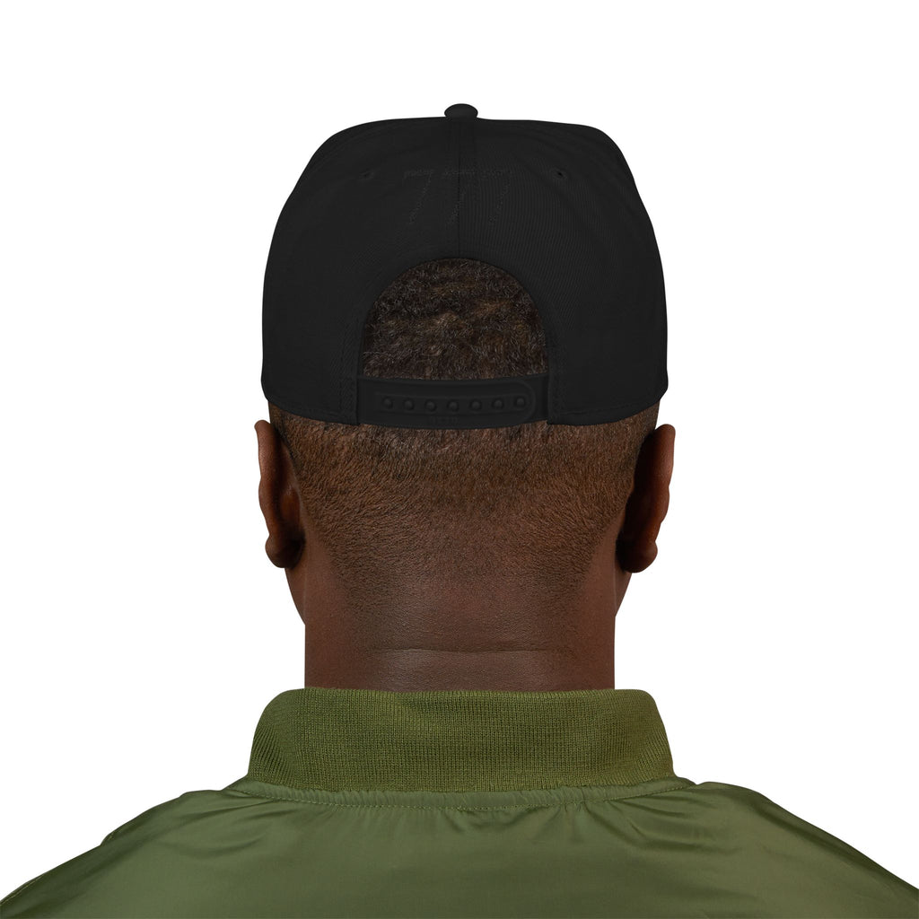 Black Distressed '777 Embroidered Snapback Hat