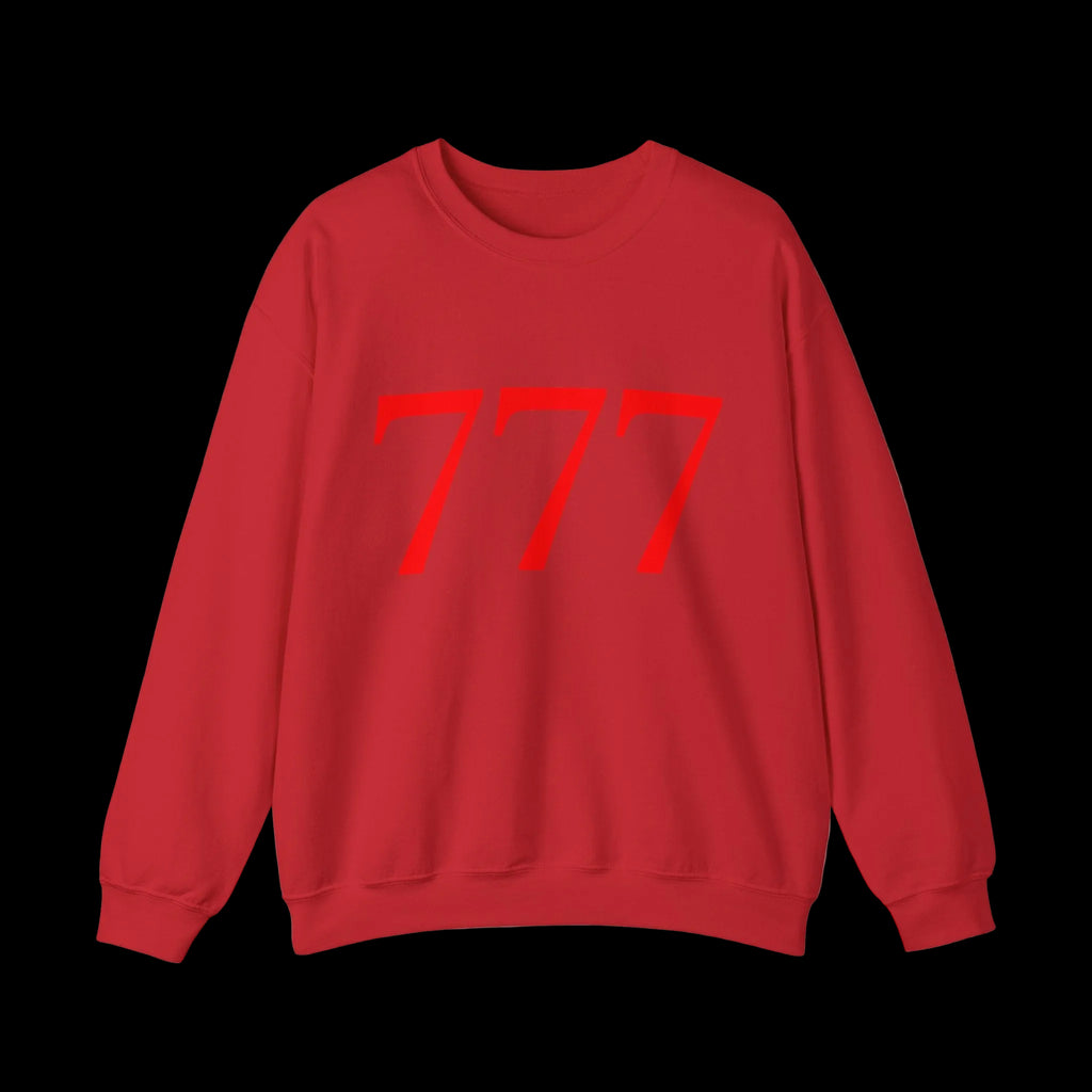777 Crewneck Sweatshirt — Red by Printify