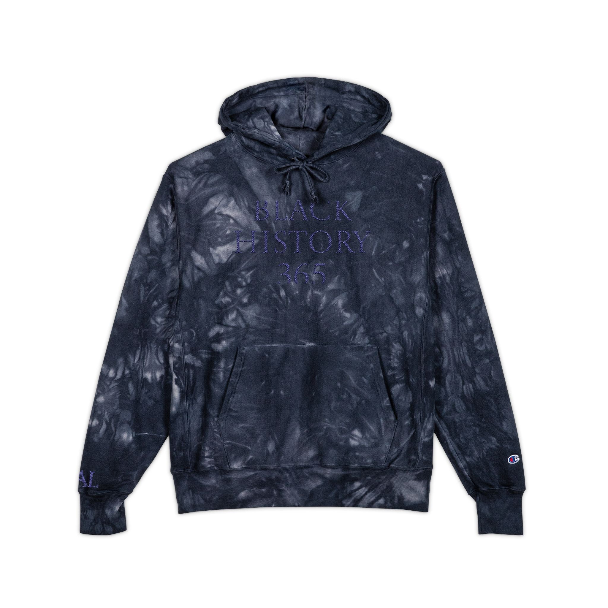 Black History 365 - Embroidered Navy Tie-Dye Hoodie