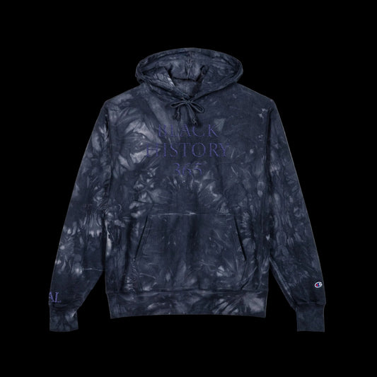 Black History 365 - Embroidered Navy Tie-Dye Hoodie - AetherLux.Shop