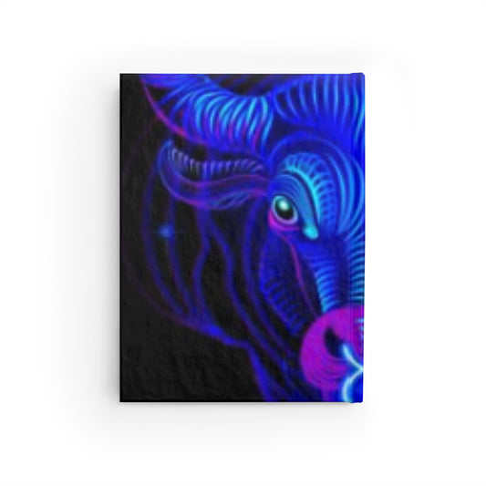 Neon Cosmic Bull Journal — Ruled Lined Notebook for Astrology, Zodiac & Creative Writing