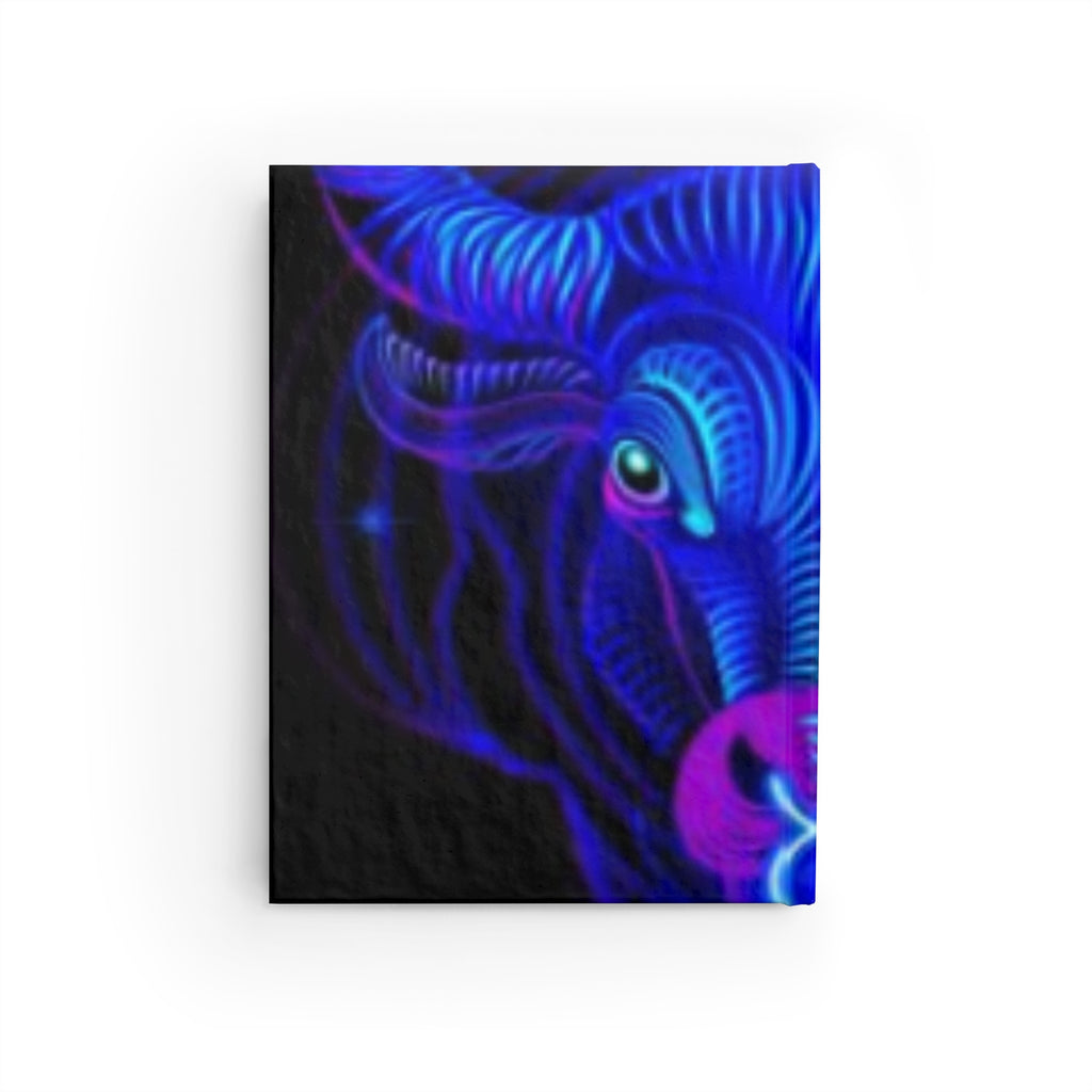 Neon Taurus Journal – Ruled Lined Notebook with Glowing Bull Cover