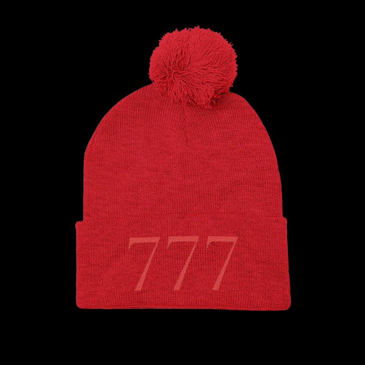 777 Pom-Pom Knit Cap — Red - AetherLux.Shop