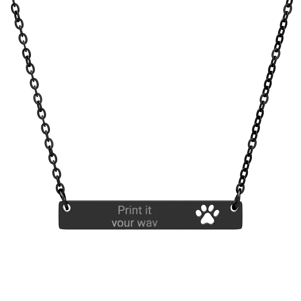 Cutout Paw Bar Necklace (Engraving)