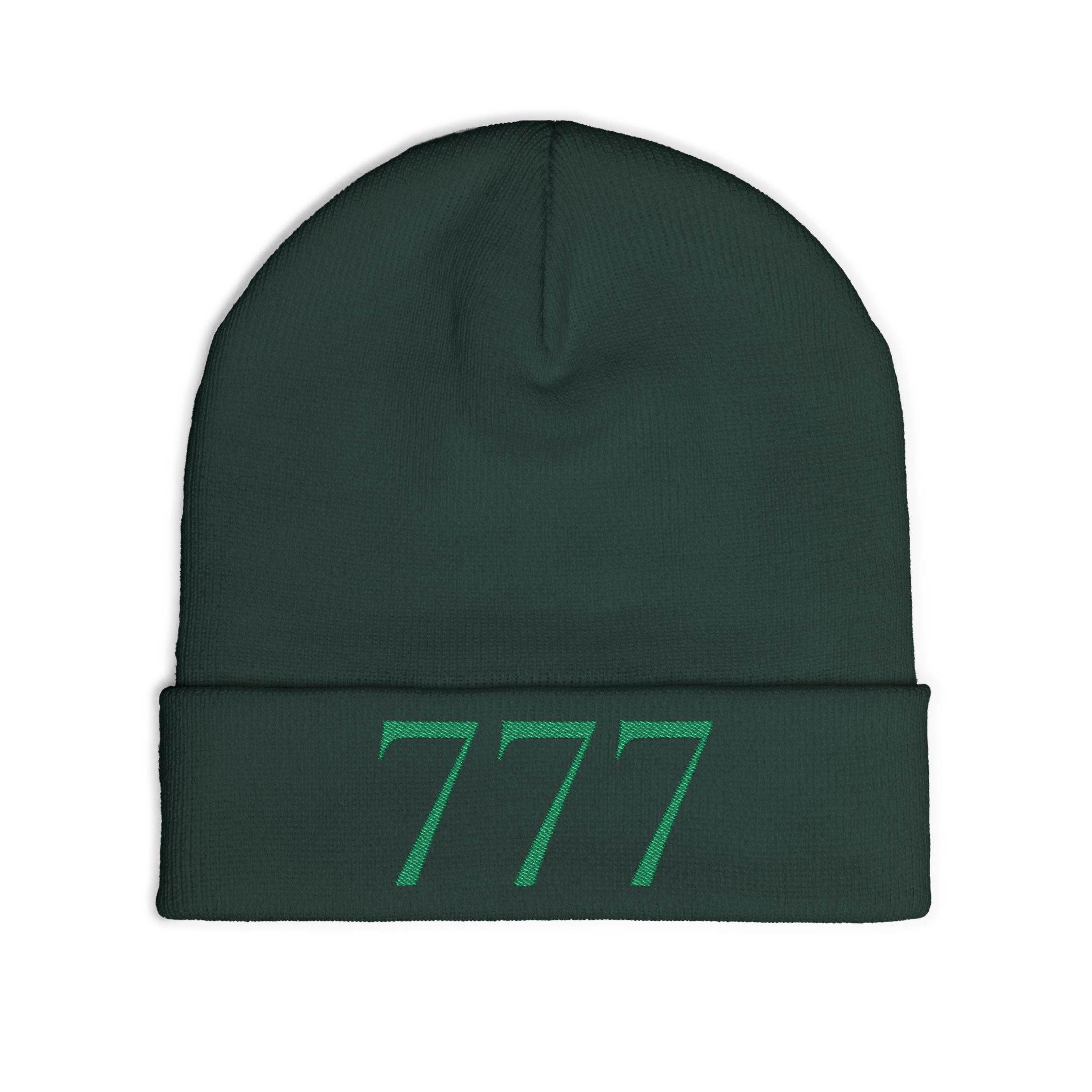 '777' Knit Beanie — Hunter Green