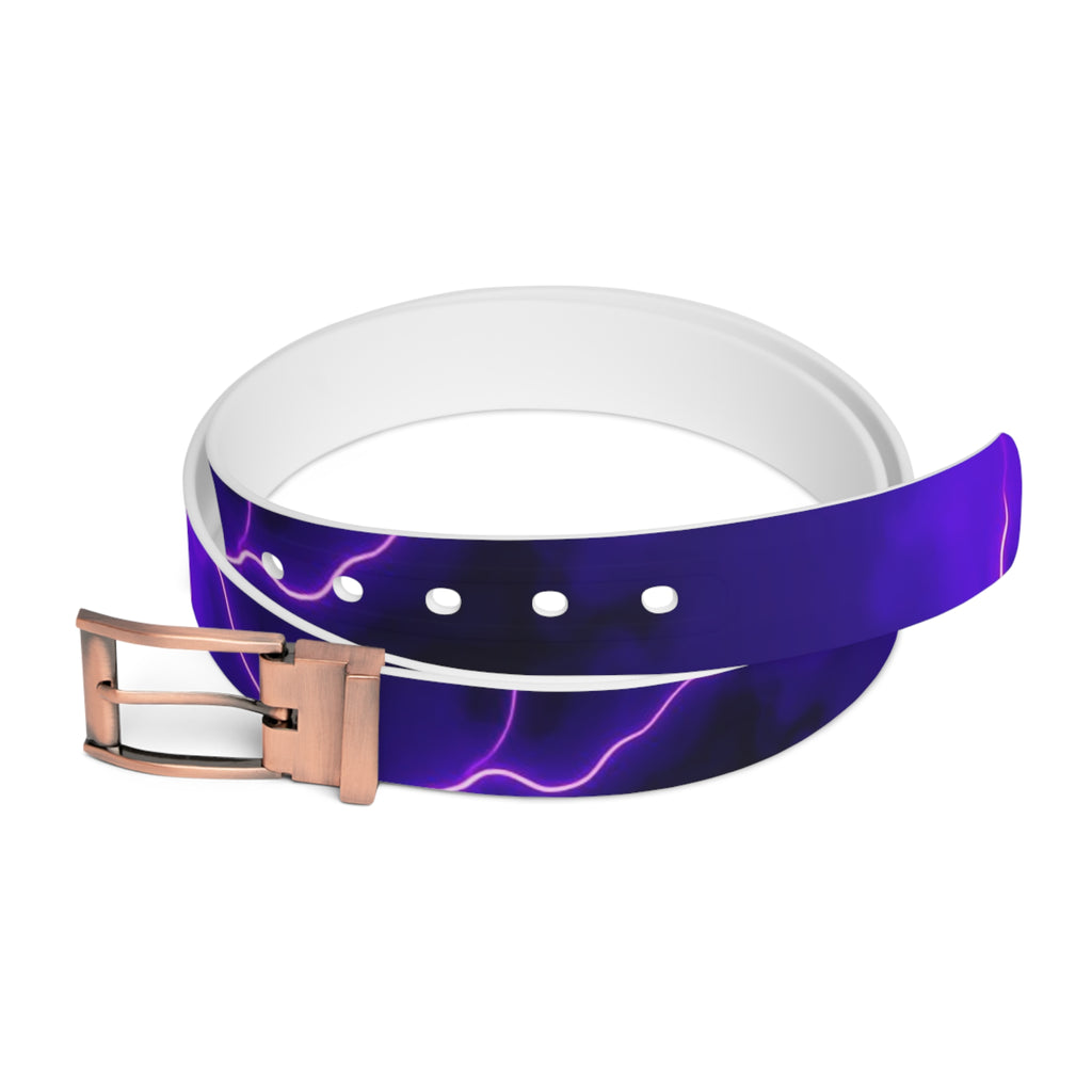 Purple Lightning Belt — Electric Neon Lightning Print Accessory by Printify