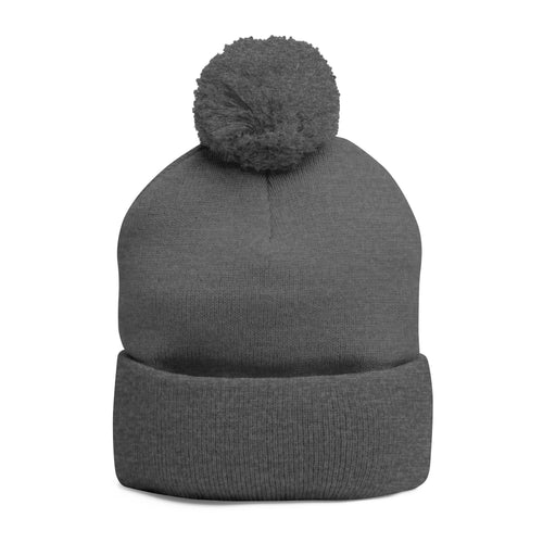 '777' Pom-Pom Knit Cap — Graphite Winter Beanie