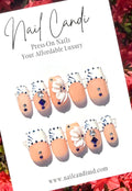 Handmade Square Blue & White French Nails
