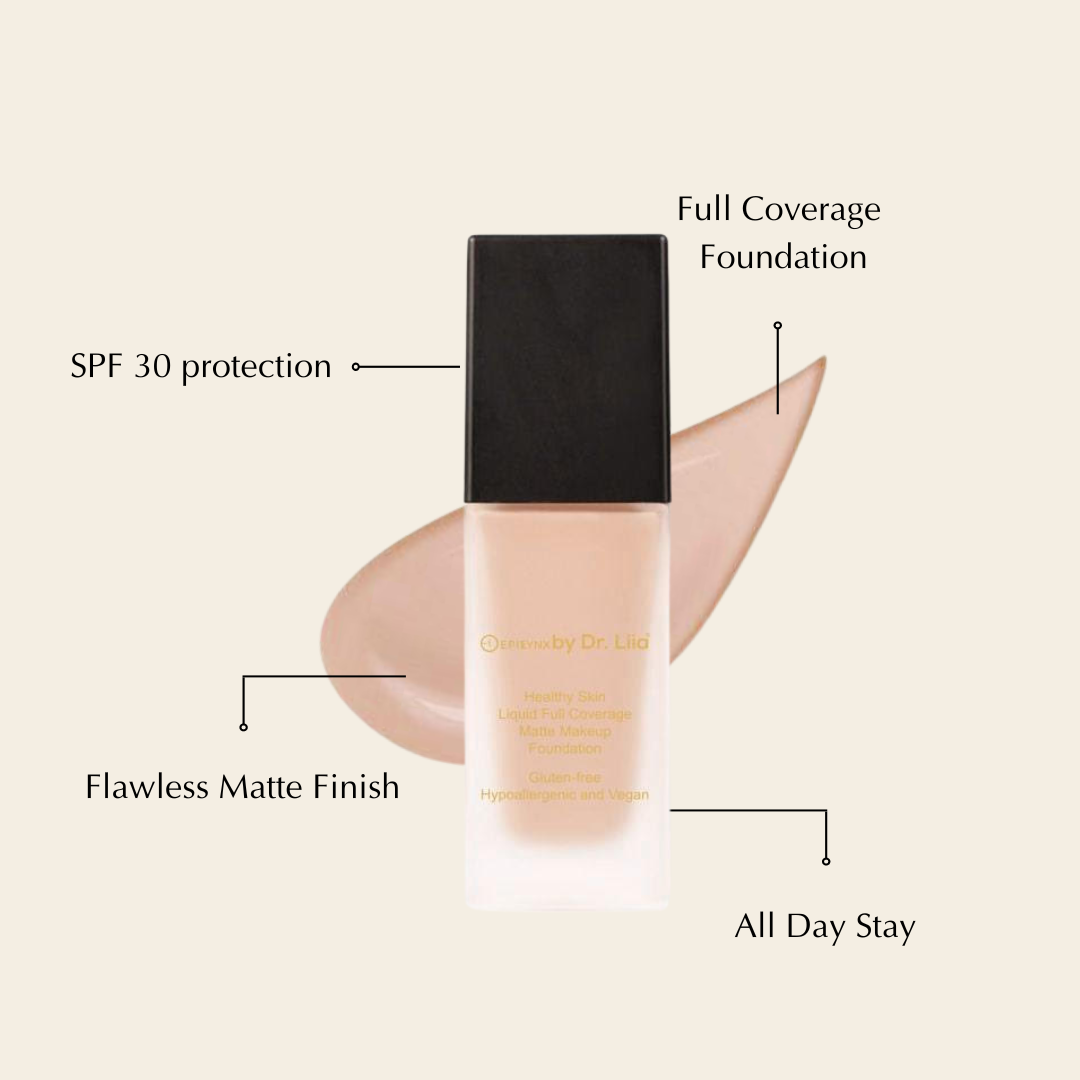 Healthy Skin Full Coverage Matte Foundation with SPF 30 – Vegan, Gluten-Free & Hydrating by EpiLynx