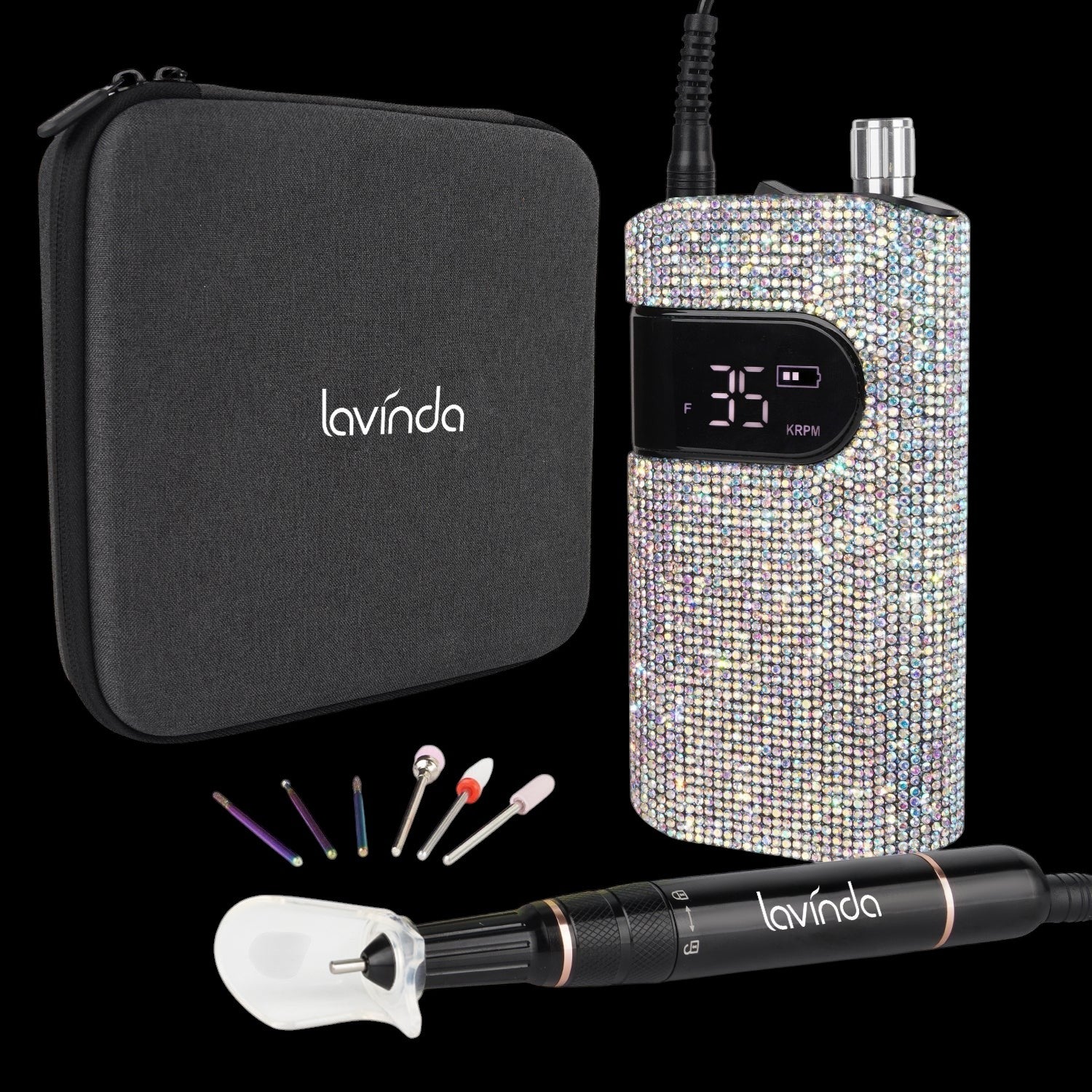 Wand™ Bling Nail Drill - Crystal Diamond - 35,000 RPM Rechargeable by Lavinda