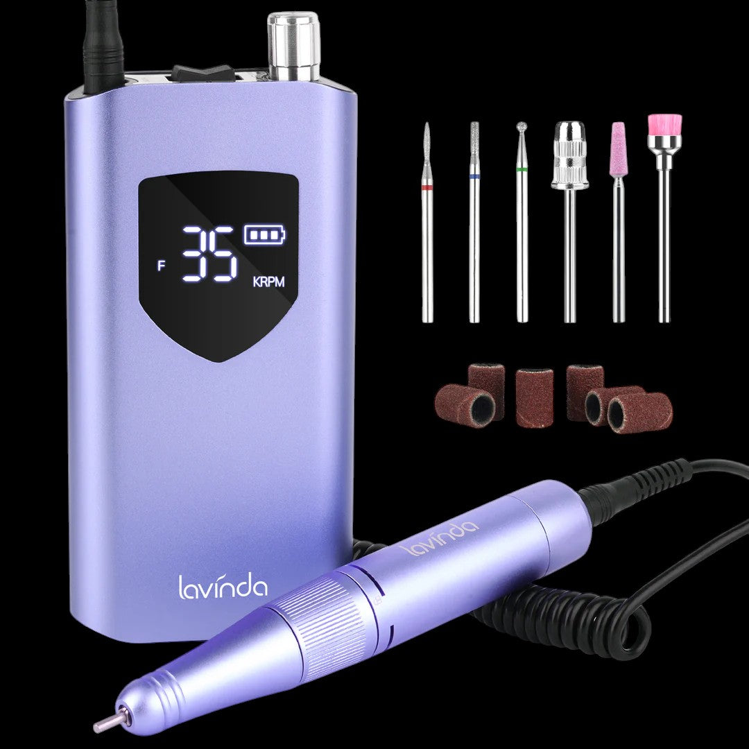 Wand™ Ease Nail Drill - Metallic Purple - 35,000 RPM Rechargeable by Lavinda