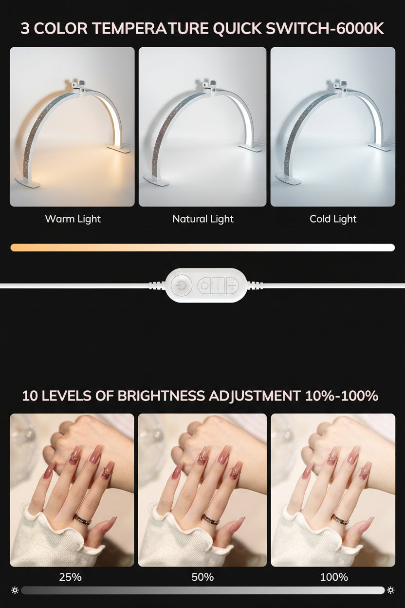 ArcGlow™ Half Moon Foldable Nail Lamp - Diamond - 3000–6000K Adjustable by Lavinda