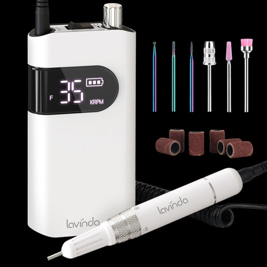 Wand™ Nail Drill - White - 35,000 RPM Rechargeable by Lavinda