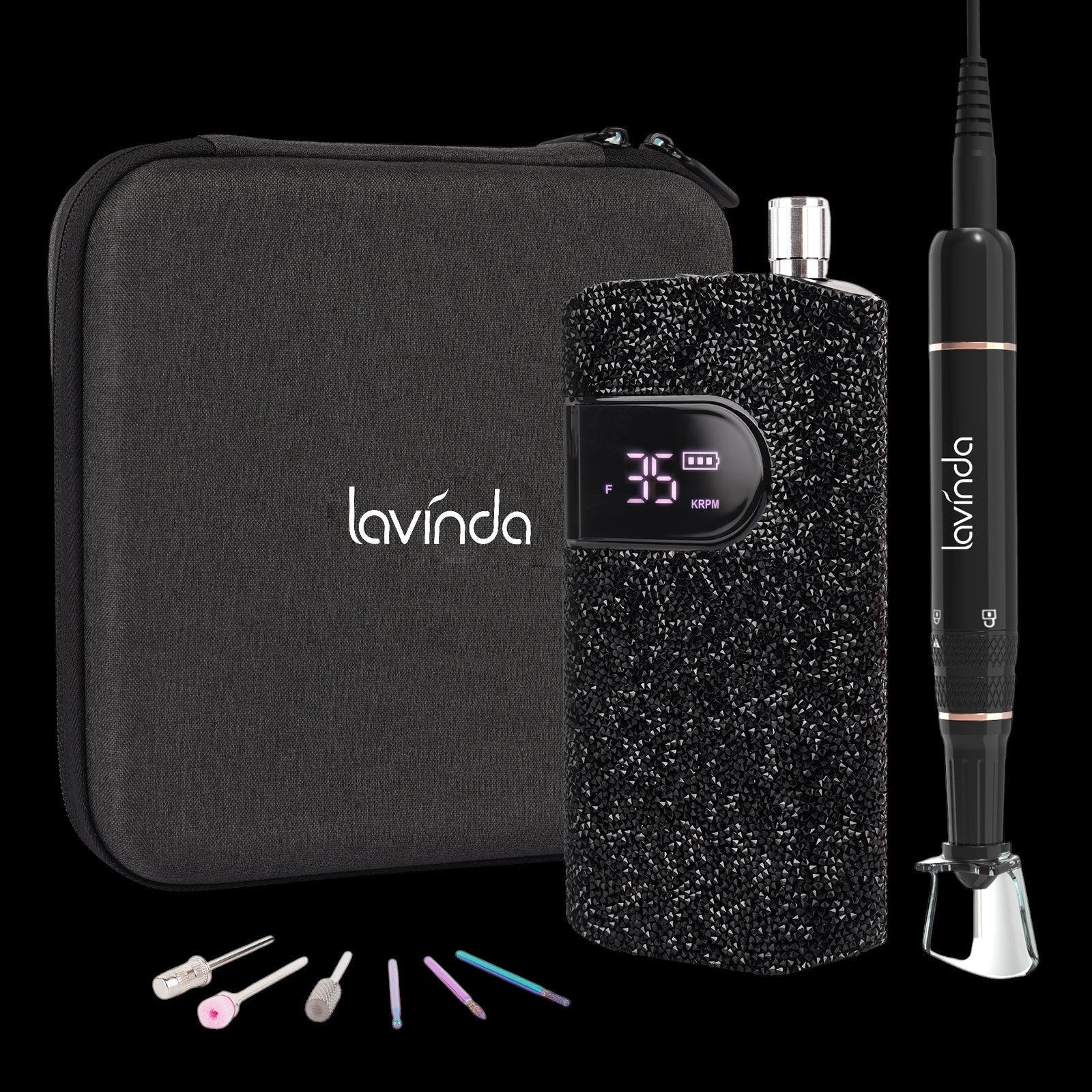 Wand™ Nail Drill - Black Diamond - 35,000 RPM Rechargeable by Lavinda