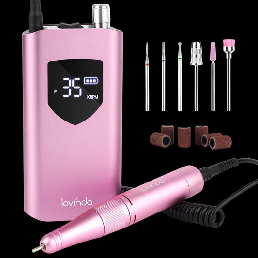 Wand™ Ease Nail Drill - Metallic Pink - 35,000 RPM Rechargeable by Lavinda