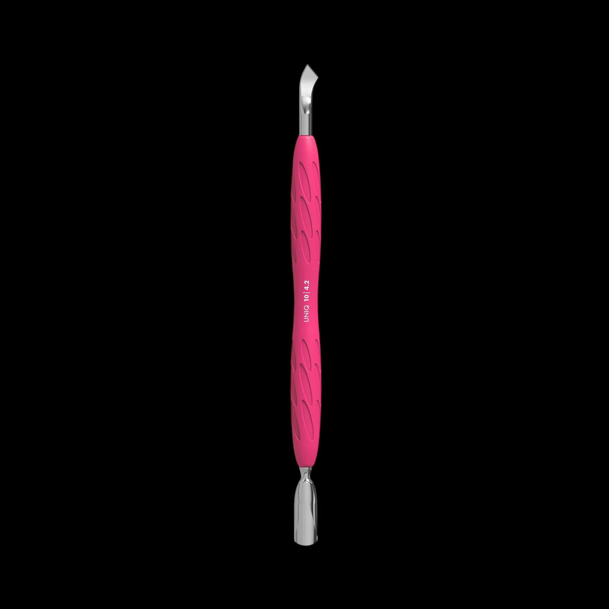 Manicure Pusher With Silicone Handle "Gummy" UNIQ 10 TYPE 4.2 (Narrow Rounded Pusher + Bent Blade) -PQ-10/4.2- STALEKS by kvadrat store