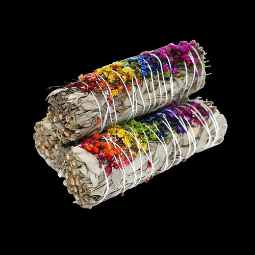 'Energy Wheel' Floral White Sage Smudge Stick (4 in.) by Sacred Crystals