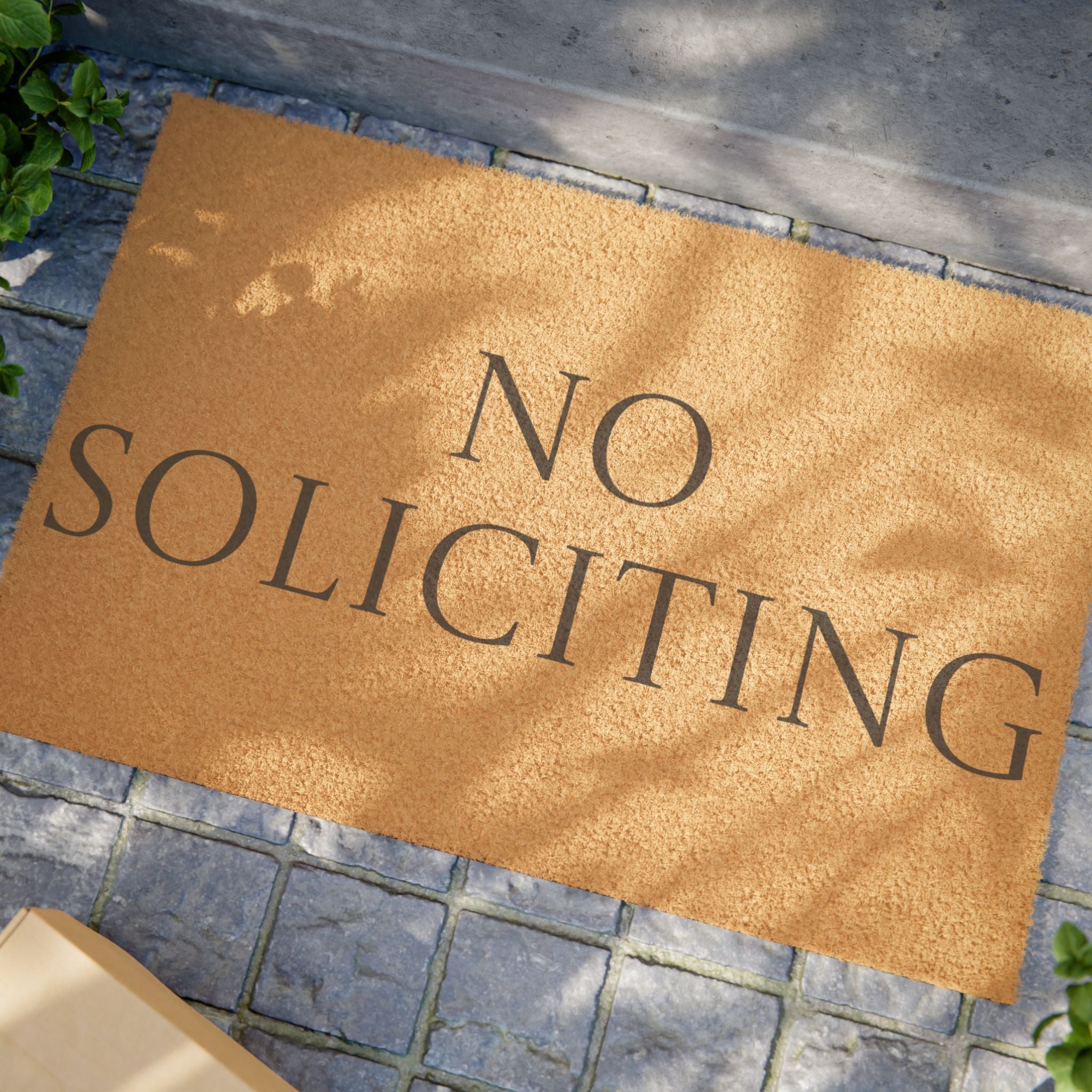 "No Soliciting" Funny Welcome Mat