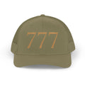 Army Green Embroidered '777' Trucker Hat — Lucky Number Snapback Cap