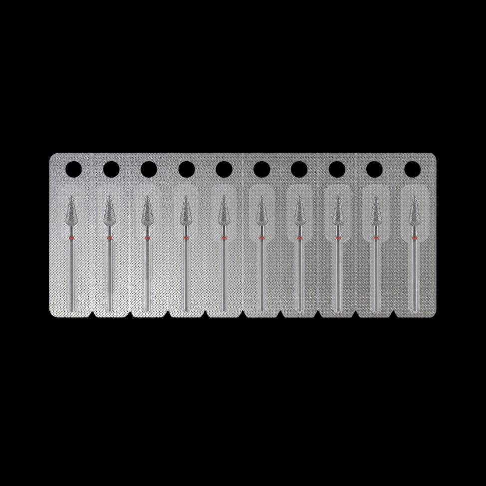 STALEKS - Diamond nail drill bit, "Pointed Pear", red, EXPERT 5/12 mm (FA100R050/12) by kvadrat store