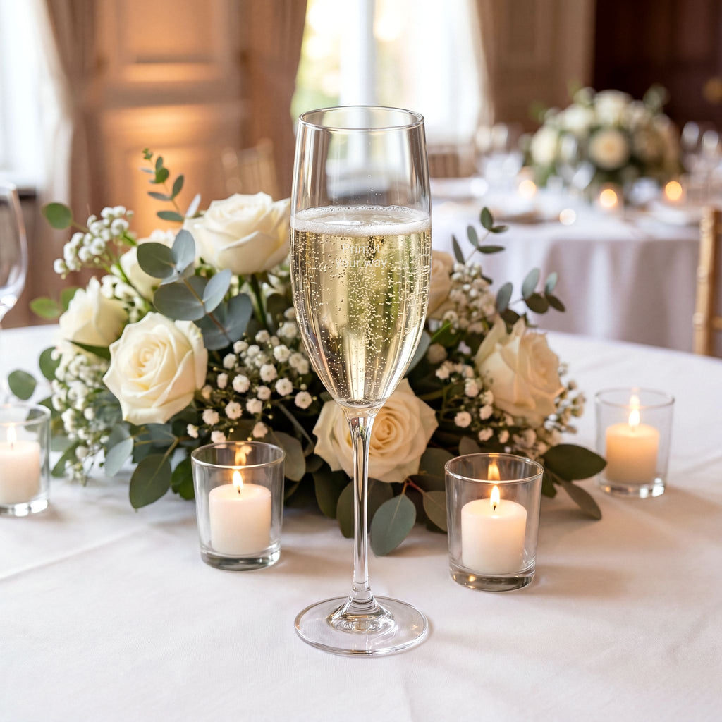 Engraved 8oz Champagne Flute — Customizable Wedding & Celebration Glass
