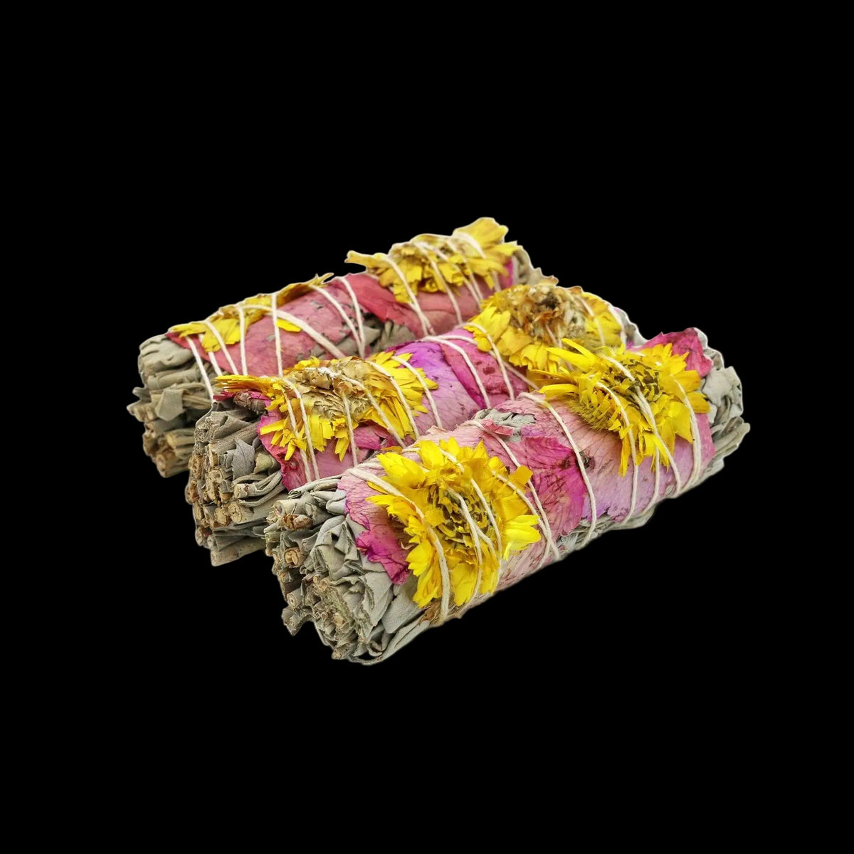 'Amor' Floral White Sage Smudge Stick (4 in) by Sacred Crystals